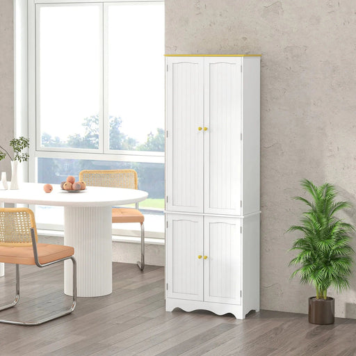 Freestanding 4-Door Kitchen Cupboard with 4 Shelves - White - Green4Life
