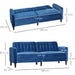 Velvet-Touch Tufted Convertible Sofa Bed with Adjustable Split Back - Blue - Green4Life