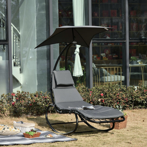 Deluxe Rocking Sun Lounger with Canopy - Ultimate Outdoor Relaxation - Outsunny - Green4Life