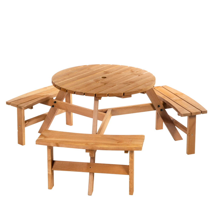 Fir Wood Outdoor Dining Set for 6 - Outsunny - Green4Life