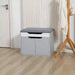 Shoe Bench with Cushion, Hidden Storage & 2-tier Cabinet - Light Grey - Green4Life