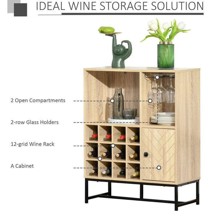 Freestanding Wine Rack Sideboard with Glass Holders - Brown - Green4Life