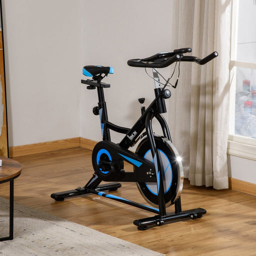 Stationary Exercise Bike, 8kg Flywheel with Adjustable Resistance & LCD Monitor - Black/Blue - Green4Life