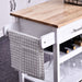 Kitchen Storage Trolley Cupboard with Pine Wood Worktop, Shelves, Drawers & Towel Rail - White - Green4Life