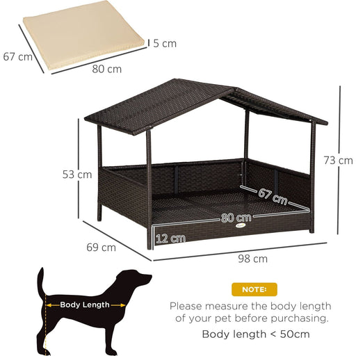 Cream Rattan Retreat – Wicker Dog House with Canopy - Green4Life