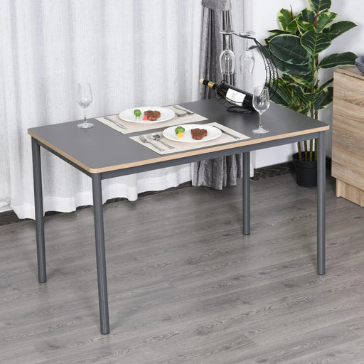 HOMCOM Minimalistic Style Dining Table with Steel Frame 75H x 120L x 70Wcm - Grey - Green4Life