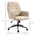 Office Chair with Linen-Feel Tufted Fabric Upholstery & Adjustable Seat - Beige - Green4Life