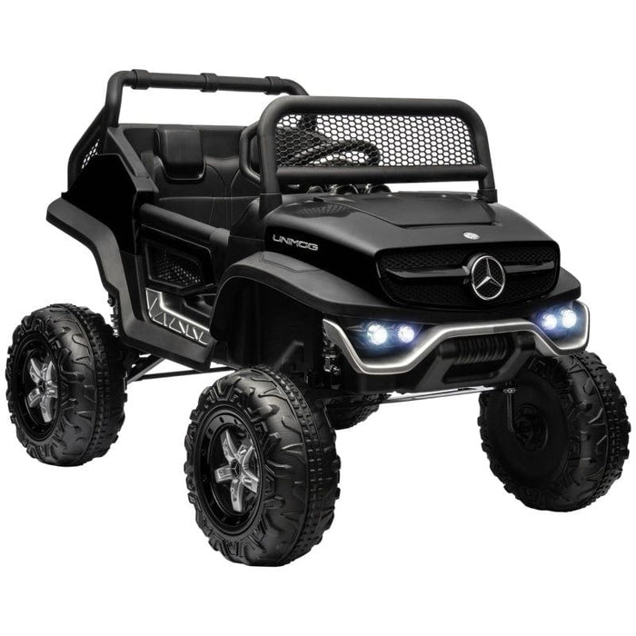 Mercedes-Benz Licensed Unimog Kids Electric Ride On Car with 12V Rechargeable Battery, Suspension Wheels, Horn, Lights and Music (HOMCOM) - Black - Green4Life