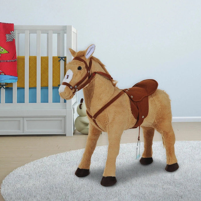 Childrens Plush Standing Pony with Neigh Sound - Beige - Green4Life