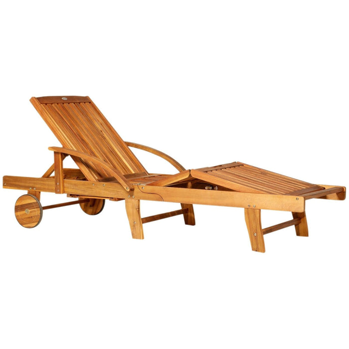 Modern Wooden Sun Lounger - Outsunny - Green4Life