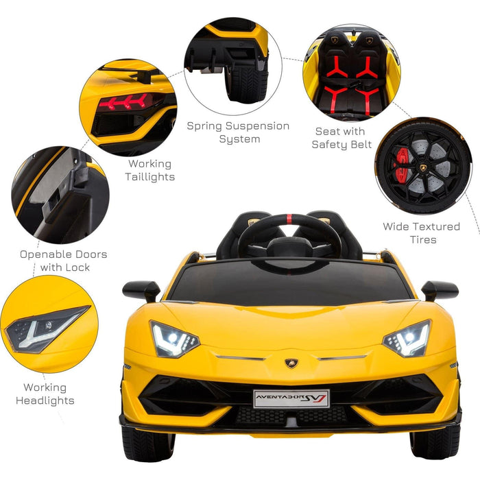 Lamborghini SVJ Kids Electric Ride On Car 12V Battery-powered with Parental Remote Control - Yellow - Green4Life