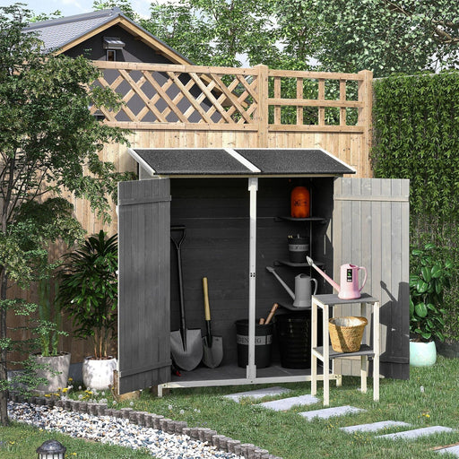 Outsunny Wooden Storage Shed with Table - Grey - Green4Life