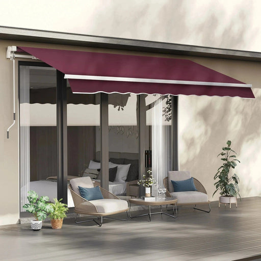 4x3m Burgundy Canopy Deluxe Manual Retractable Awning - Outsunny - Green4Life