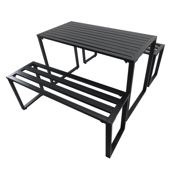 Metal Picnic Table and Benches for Outdoor Dining - Black - Outsunny - Green4Life