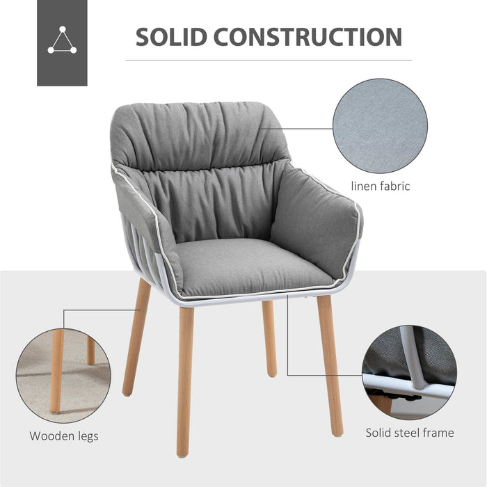 Modern Accent Chair with Thick Padding & Wooden Legs - Grey/White - Green4Life