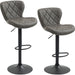 Set of 2 Swivel Barstools with Backrest and Footrest, PU Leather Upholstery - Dark Grey - Green4Life