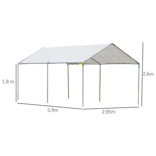 Outsunny 3x6m Heavy Duty White Open Canopy and Carport Tent - Green4Life