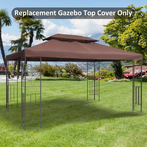 Outsunny 3x4m Dual-Layer SunGuard - Brown UV Protective Canopy Top - Green4Life