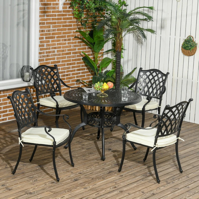 Elegant Black Cast Aluminium 4 Seater Bistro Set Outsunny Green4Life