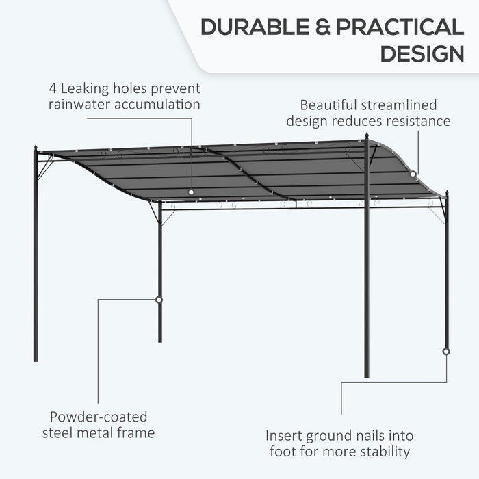 Outsunny 4x3m Metal Pergola with Grey Canopy - Green4Life