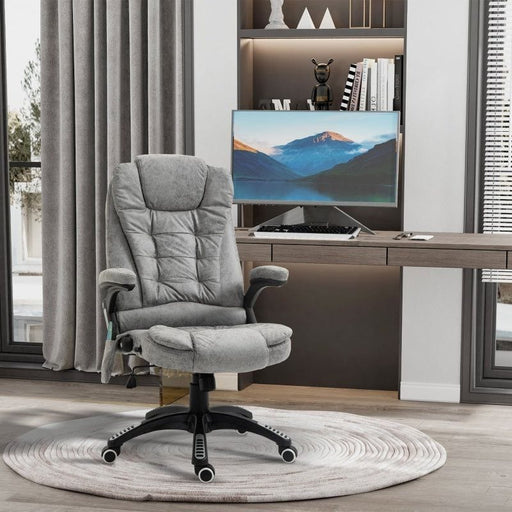 Vinsetto Recliner Office Chair with Six Massage Heating Points - Grey - Green4Life