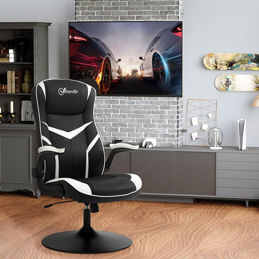 Vinsetto Video Game Chair with Adjustable Height, Swivel Base and PVC Leather Upholstery - Black/White - Green4Life