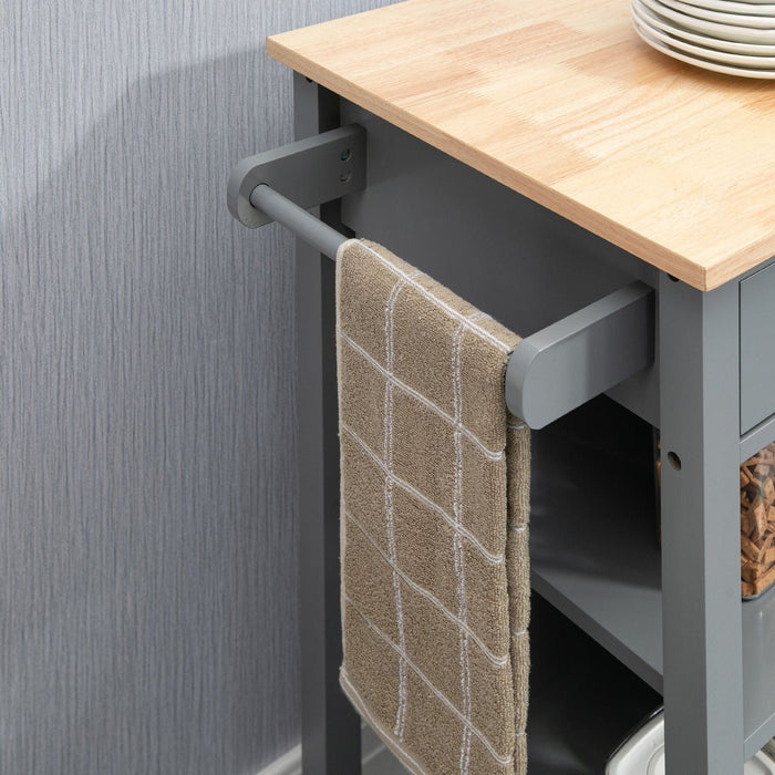 Kitchen Trolley with Storage Shelves & Drawer - Grey - Green4Life