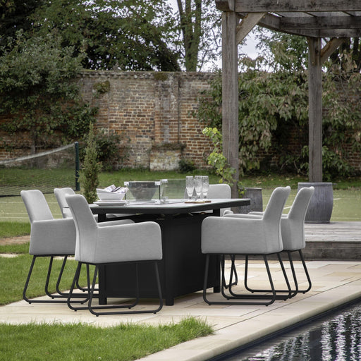 Marbella 6 Seater Dining Set with Fire Pit Table Slate by Green4Life (Former Elba) - Green4Life