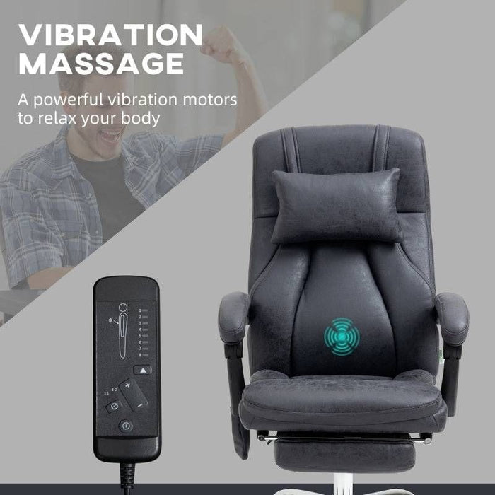 Massage Office Chair with Headrest and Footrest, Swivel Wheels, Remote and Side Pocket - Dark Gray - Green4Life