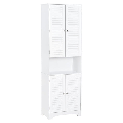 MDF Freestanding 6-Tier Bathroom Storage Cabinet with 3 Compartments - White - Green4Life