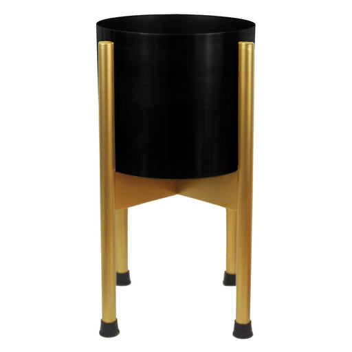 Medium Gold Stand with Black Metal Planter 38.5cm x 18cm - Green4Life