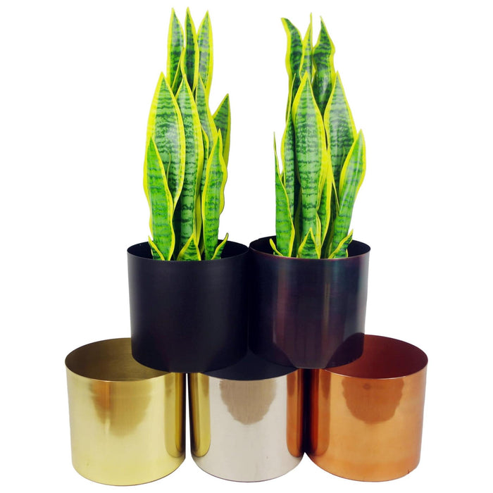 Metal Planter Plant Pot with Polished Copper Finish 20 x 18cm - Green4Life