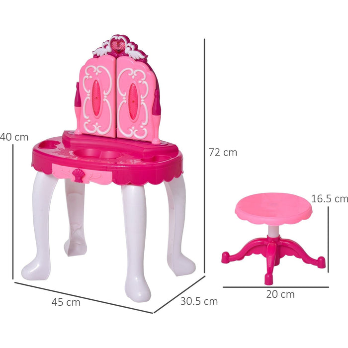 Kids Plastic Vanity Table Set with Sound Effects - Pink - Green4Life