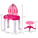 Kids Plastic Vanity Table Set with Sound Effects - Pink - Green4Life