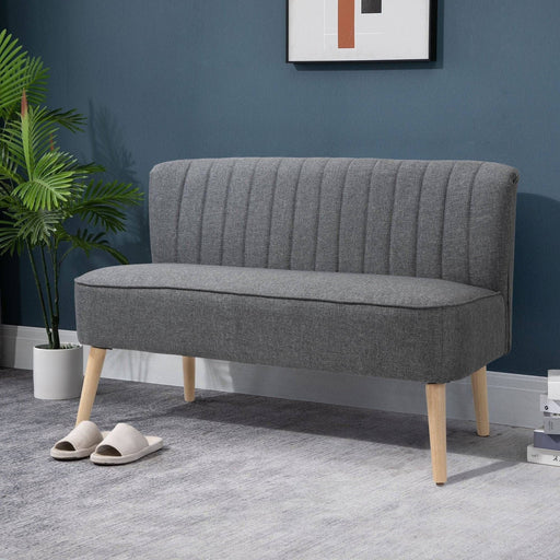 Modern 2 Seater Sofa with Wooden Legs - Grey - Green4Life