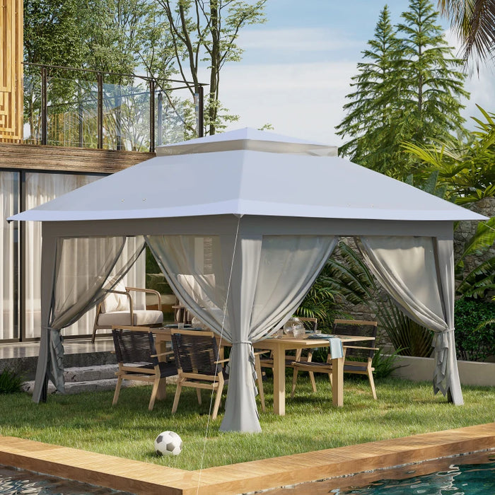 12 x 12 ft (3.6 x 3.6 m) Portable Grey Pop-Up Gazebo with Steel Frame and Carry Bag - Outsunny