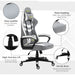 Vinsetto PVC Leather Gaming Desk Chair with Lumbar Support and Headrest - Grey/White - Green4Life