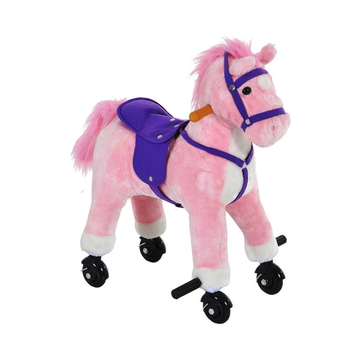 Kids Wheeled Ride on Pony with Sound - Pink - Green4Life