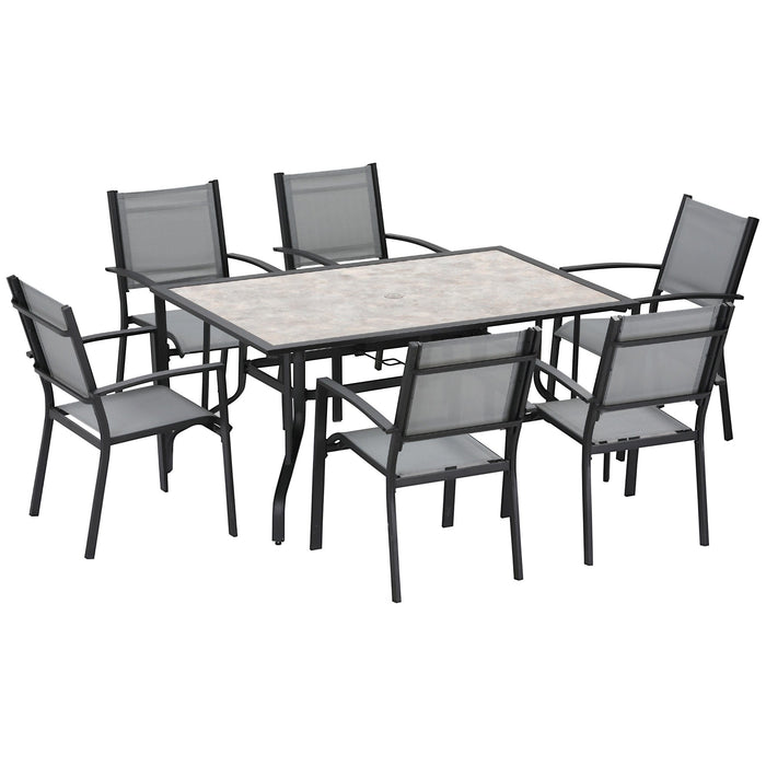 Grey Haven 6-Seater Texteline Outdoor Dining Set - Outsunny - Green4Life