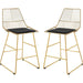 Set of 2 Modern Metal Bar Stools for Kitchen and Bar Counter - Gold/Black - Green4Life