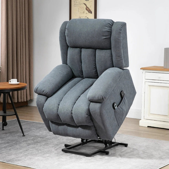 Oversized Riser and Recliner Armchair for the Elderly, with Massage Function, Remote Control & Side Pocket -  Dark Grey - Green4Life