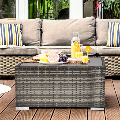 Outsunny Dark Grey Rattan Coffee Table - Green4Life