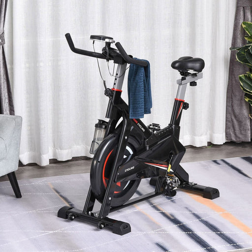 Flywheel Exercise Bike with 5-Level Adjustable Handle Bar & LCD Display - Black - Green4Life