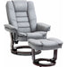 Recliner Chair and Footrest Set with PU Leather Upholstery & Swivel Wooden Base - Grey - Green4Life