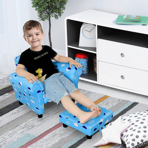 Starry Sky Blue Mini Sofa for Kids with Footrest - Green4Life