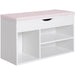 Wooden Shoe Bench with Hidden Storage, Padded Seat & 3 Open Compartments - White - Green4Life