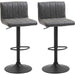 Set of 2 Swivel Counter Barstools with Adjustable Height & PU Leather Upholstery - Grey - Green4Life