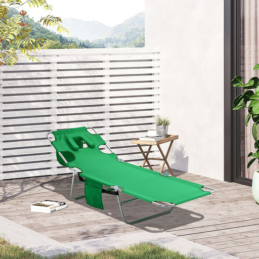 Emerald Retreat Sun Lounger with Face Opening & Armrests - Outsunny - Green4Life