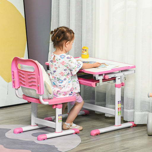 Pink Adjustable Study Suite - Kids Ergonomic Desk Set - Green4Life