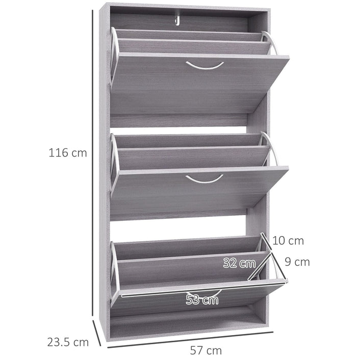 Shoe Storage Cabinet with 3 Flip Drawers - Grey - Green4Life